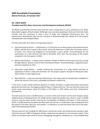 WBF Roundtable Presentation  Manila Peninsula, 26 October 2017  Mr. VINCE DIZON  President and CEO,