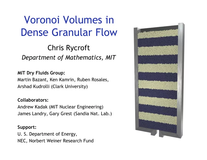 voronoi volumes in dense granular flow