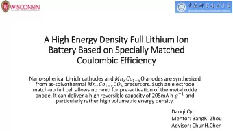 A Hig  igh Energy Density Full  ll Lit  ithium Io  Ion  Battery  ry Based on Specially Matched
