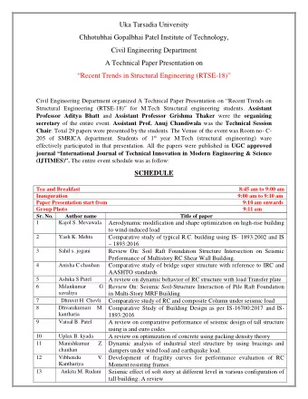 Uka Tarsadia University  Chhotubhai Gopalbhai Patel Institute of Technology,  Civil Engineering