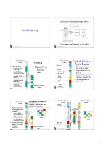 MemoryManagementUnit  VirtualMemory  ThepositionandfunctionoftheMMU  1