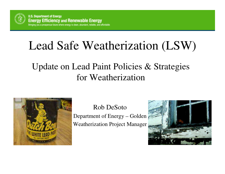 lead safe weatherization lsw