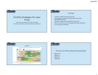 Fertility Strategies for Lean  Current soil test is four years old or less