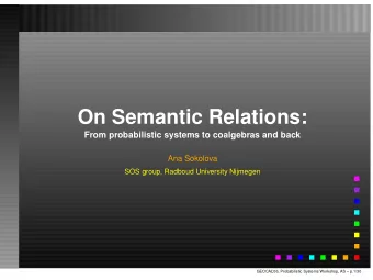 On Semantic Relations:  From probabilistic systems to coalgebras and back  Ana Sokolova  SOS group,