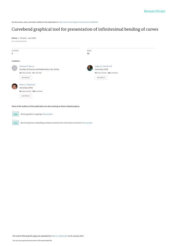 curvebend graphical tool for presentation of