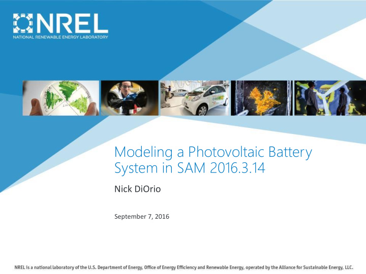 modeling a photovoltaic battery system in sam 2016 3 14