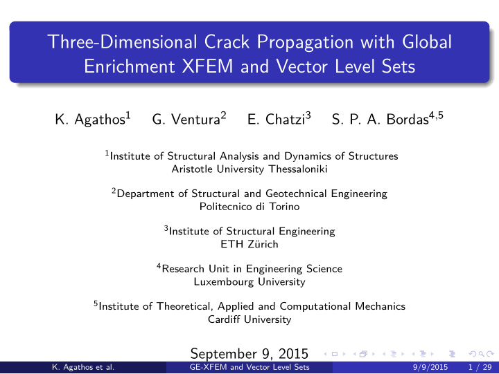 three dimensional crack propagation with global