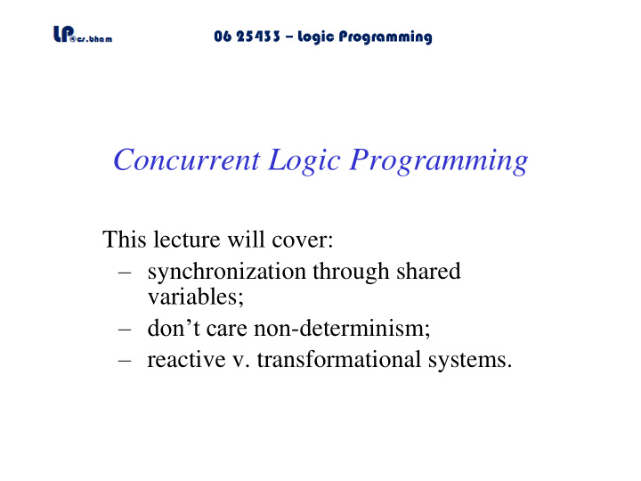 concurrent logic programming