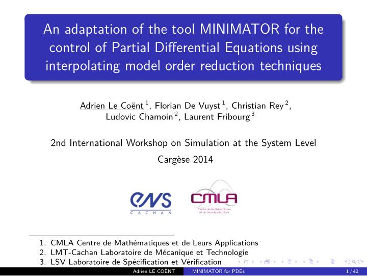 an adaptation of the tool minimator for the control of