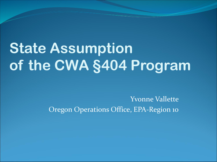 state assumption of the cwa 404 program