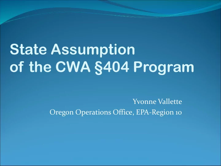 state assumption of the cwa 404 program
