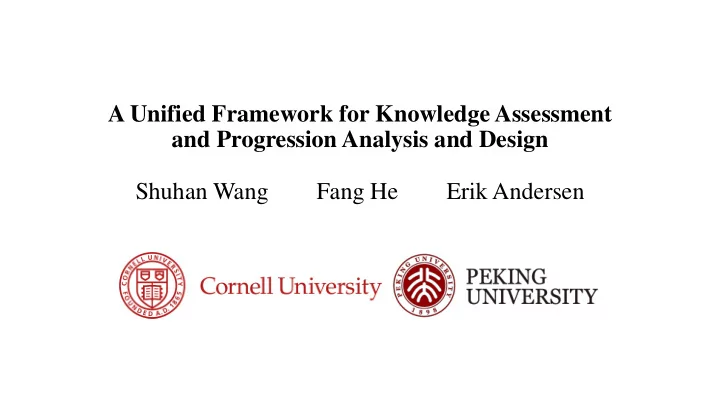 and progression analysis and design