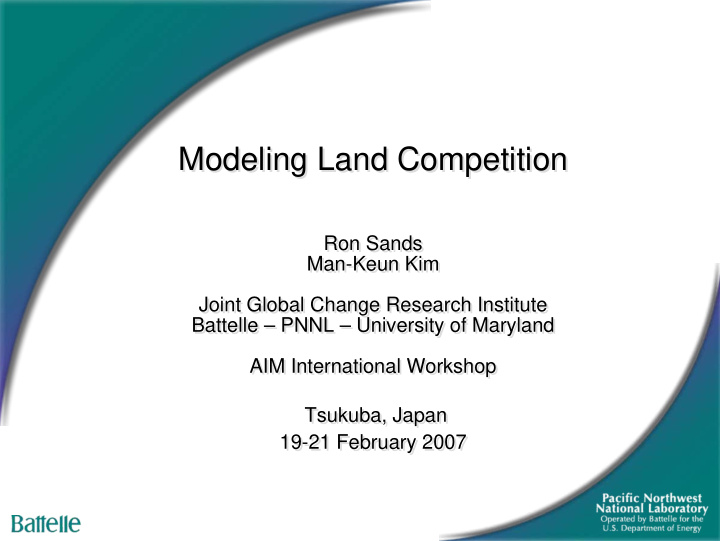 modeling land competition modeling land competition