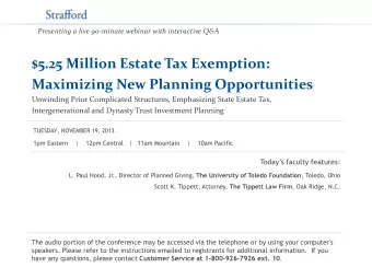 $5.25 Million Estate Tax Exemption:  Maximizing New Planning Opportunities  Unwinding Prior