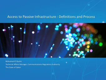 Access to Passive Infrastructure : Definitions and Process  Mohamed El Bashir  Technical Affairs