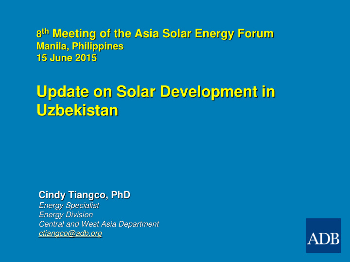 update on solar development in uzbekistan
