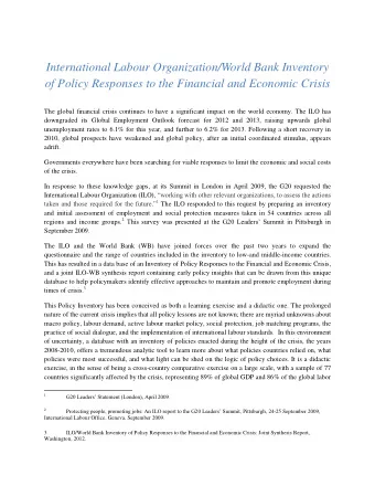 International Labour Organization/World Bank Inventory of Policy Responses to the Financial and