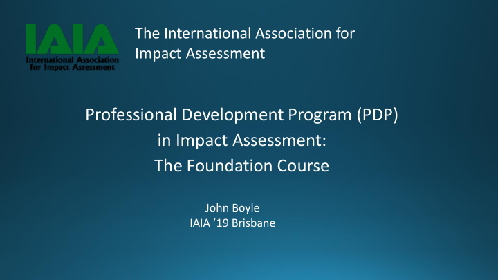 professional development program pdp in impact assessment