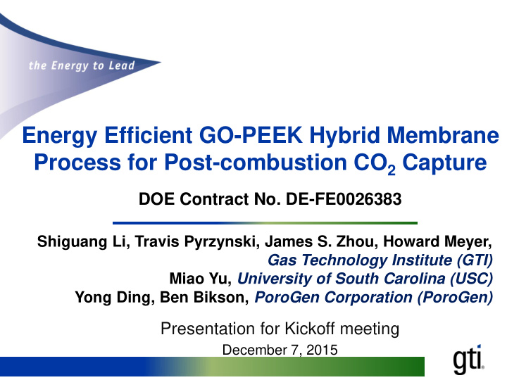 energy efficient go peek hybrid membrane process for post