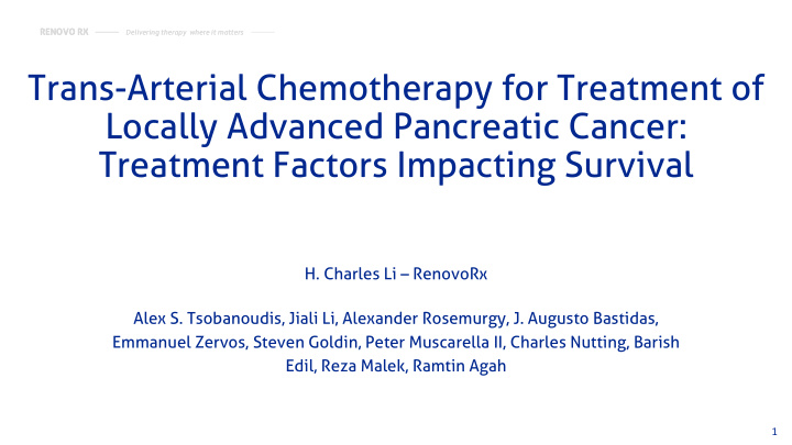 trans arterial chemotherapy for treatment of