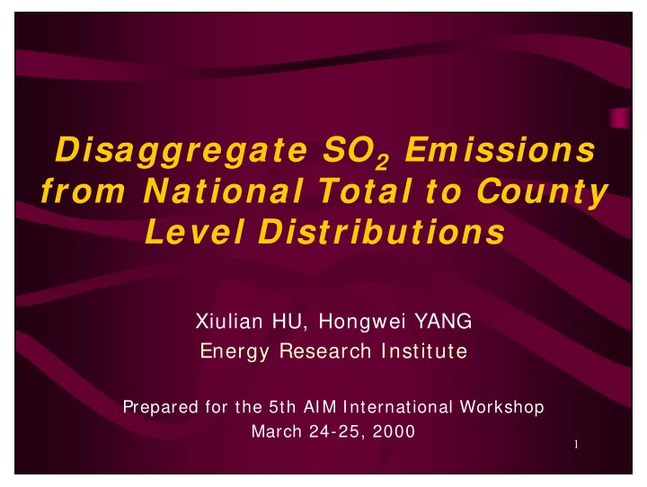 disaggregate so 2 em issions from national total to