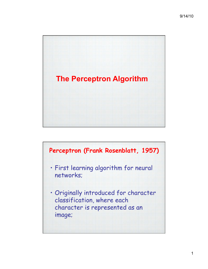 the perceptron algorithm