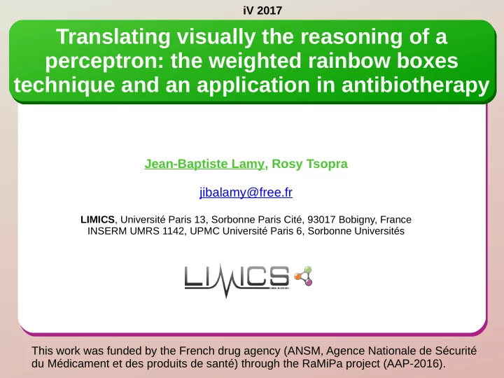 translating visually the reasoning of a perceptron the