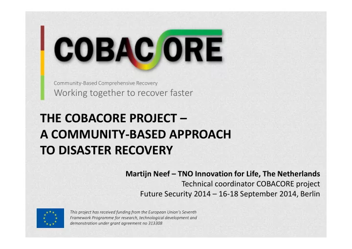 the cobacore project a community based approach to
