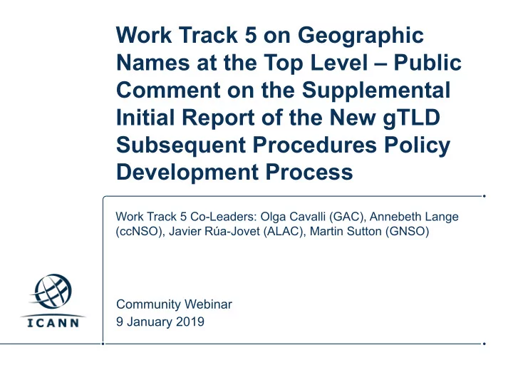 work track 5 on geographic names at the top level public