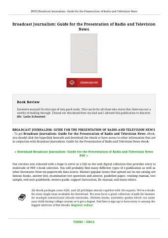 Broadcast Journalism: Guide for the Presentation of Radio and Television  Broadcast Journalism: