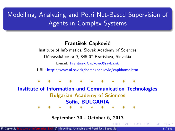 modelling analyzing and petri net based supervision of