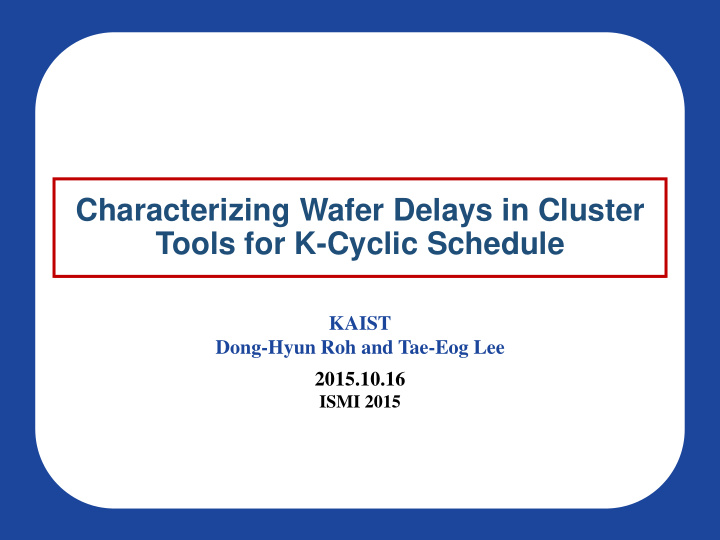 tools for k cyclic schedule