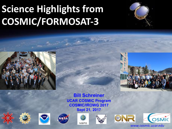 science highlights from cosmic formosat 3