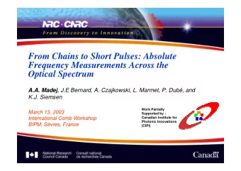 From Chains to Short Pulses: Absolute  Frequency Measurements Across the  Optical Spectrum A.A.