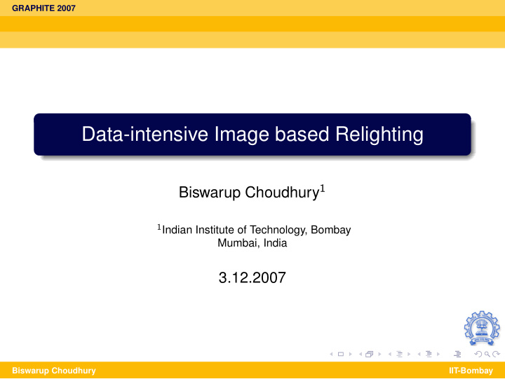 data intensive image based relighting