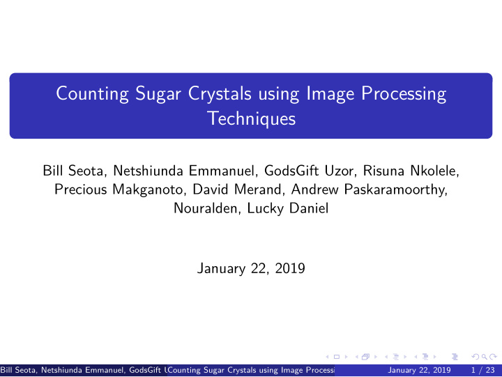 counting sugar crystals using image processing techniques