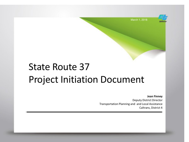 state route 37 project initiation document