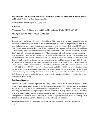 Exploring the Link between Structural Adjustment Programs, Educational Discontinuities  and Stalled