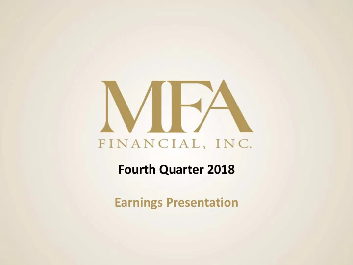 fourth quarter 2018 earnings presentation forward looking