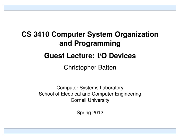 cs 3410 computer system organization and programming