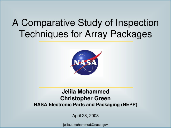 a comparative study of inspection techniques for array