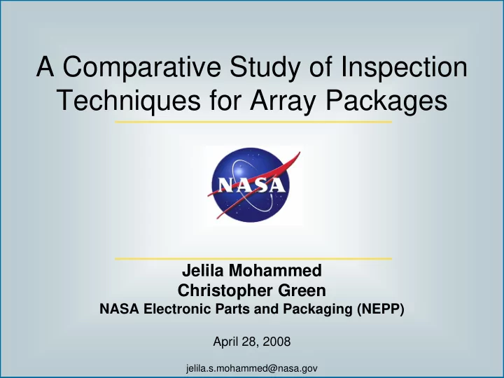 a comparative study of inspection techniques for array