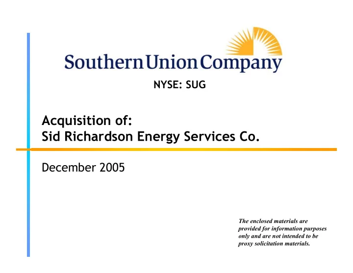 acquisition of sid richardson energy services co