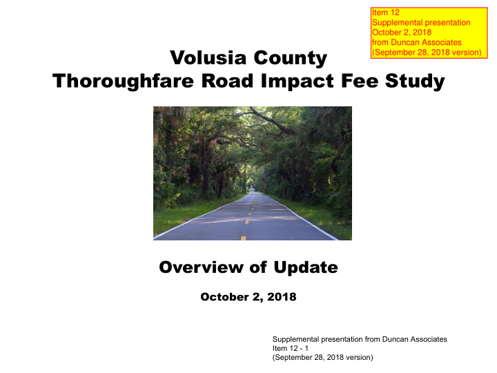 thoroughfare road impact fee study