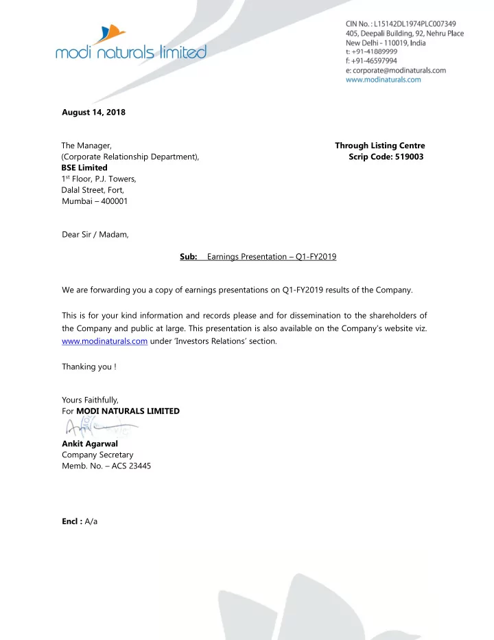august 14 2018 the manager through listing centre