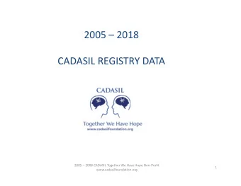 2005  2018  CADASIL REGISTRY DATA  2005  2008 CADASIL Together We Have Hope Non-Profit  1