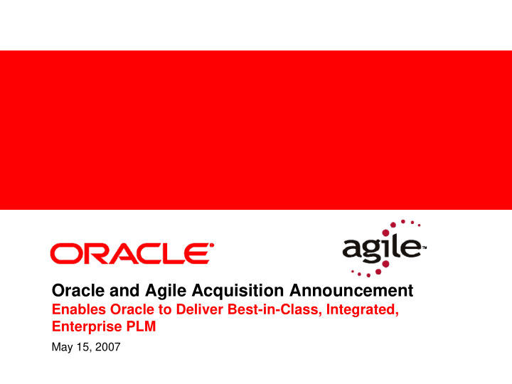oracle and agile acquisition announcement