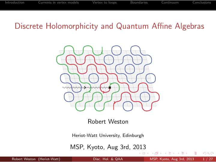 discrete holomorphicity and quantum affine algebras