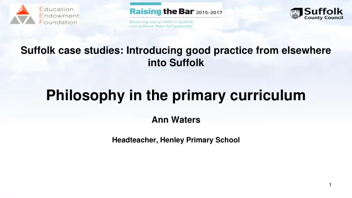 philosophy in the primary curriculum