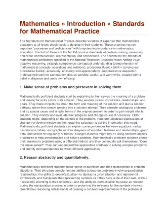 Mathematics  Introduction  Standards  for Mathematical Practice  The Standards for Mathematical